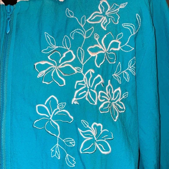 Tag Turquoise Floral Zip-Up Bomber Jacket - Picture 2 of 5